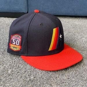 TopperzStore New Era Houston Astros Fitted Hat 7 1/8 50th Anniversary Patch mlb